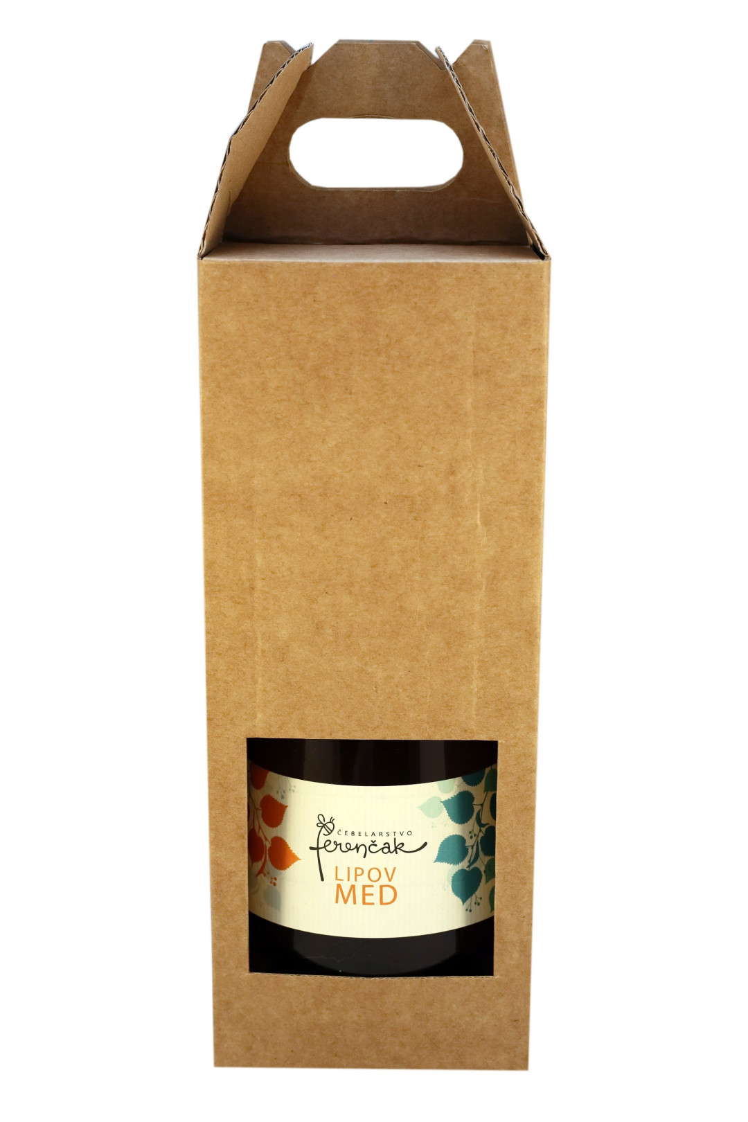 Veliki kozarec medu v darilni embalaži z ročajem