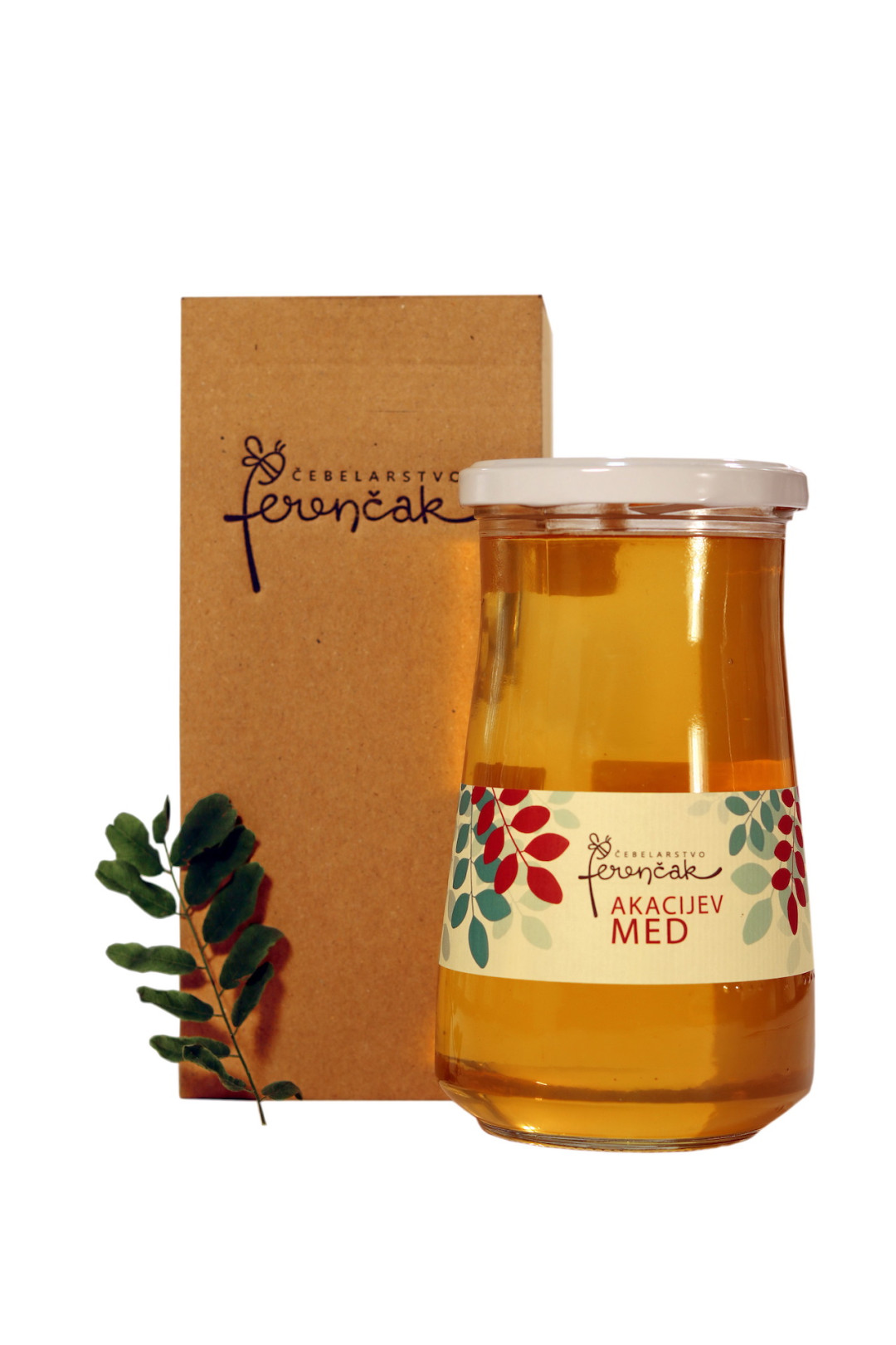 Veliki kozarec medu v embalaži iz rjavega mikrovala