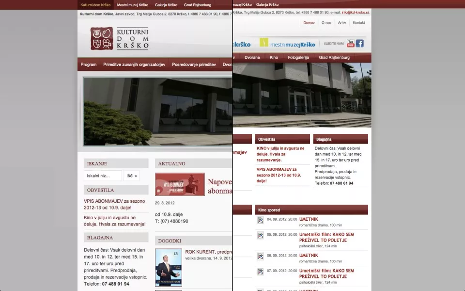 Prenovili smo strani Kulturnega doma Krško in enot