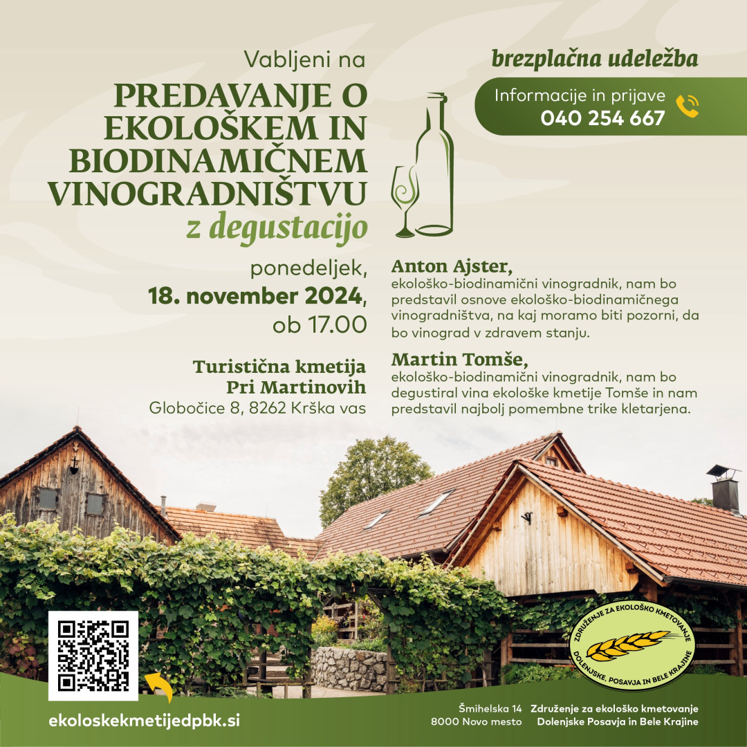 Predavanje o ekološkem in biodinamičnem vinogradništvu z degustacijo