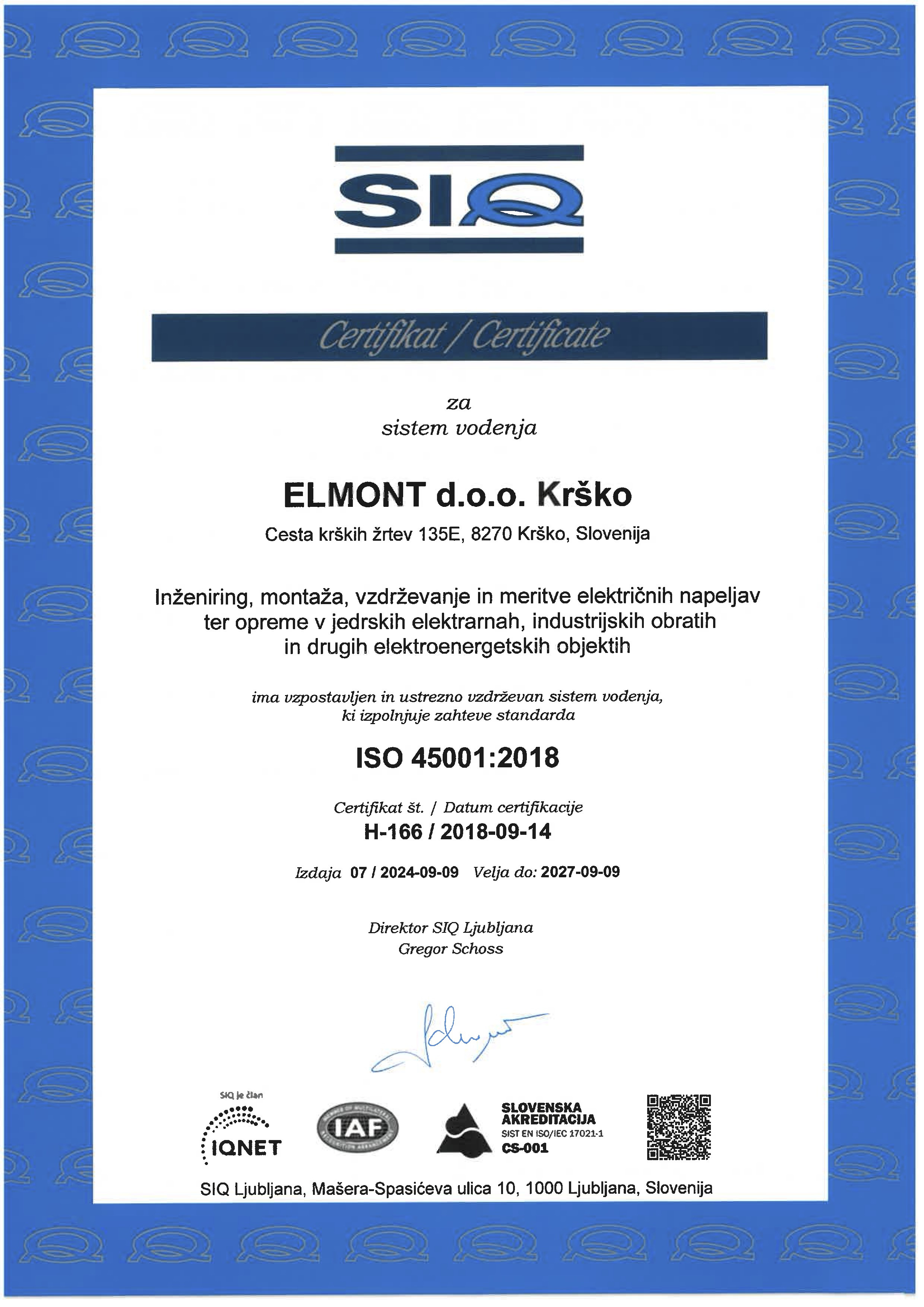 Certifikat ISO 45001