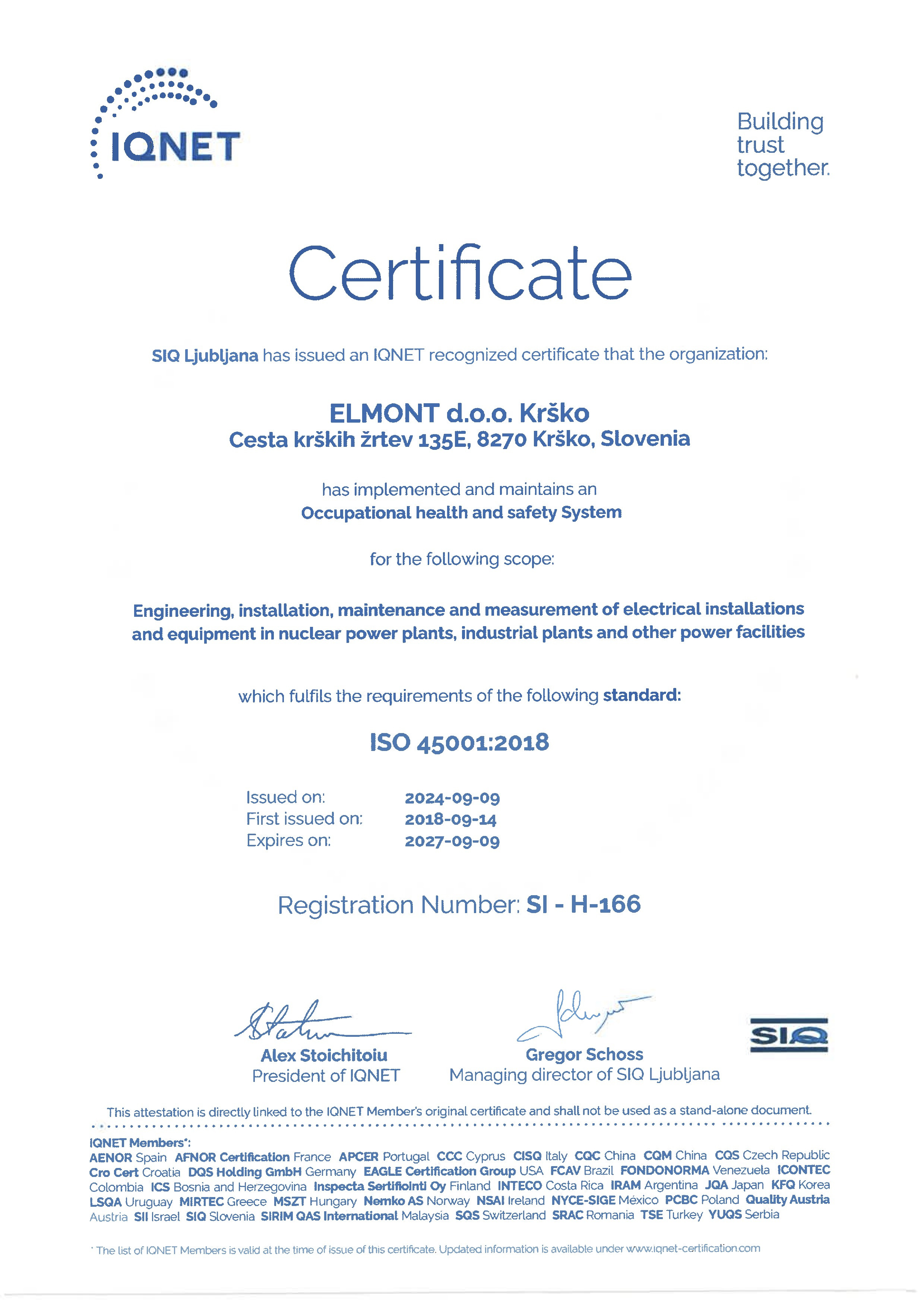 Certifikat ISO 45001 - 2