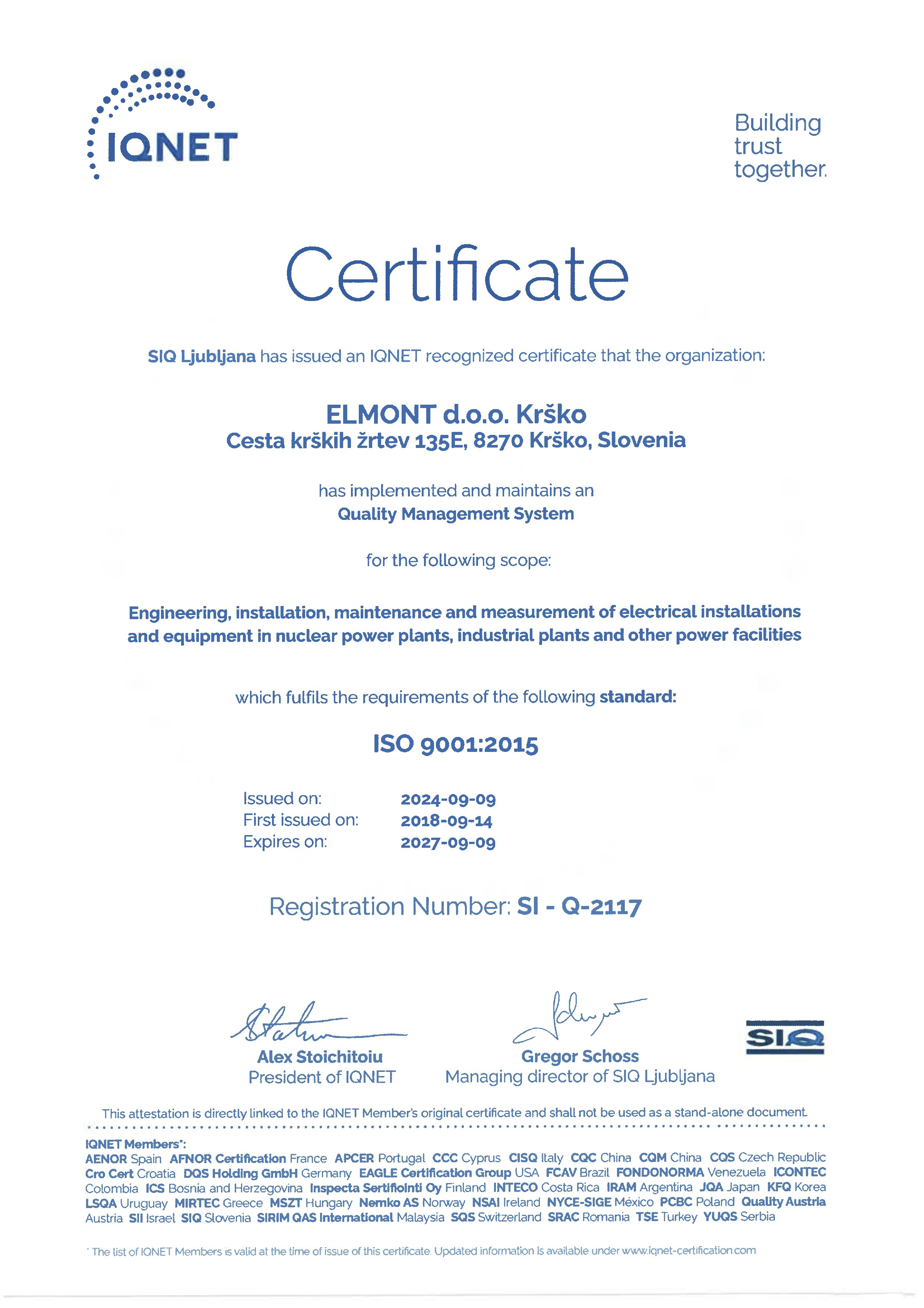 Certifikat ISO 9001 - 2