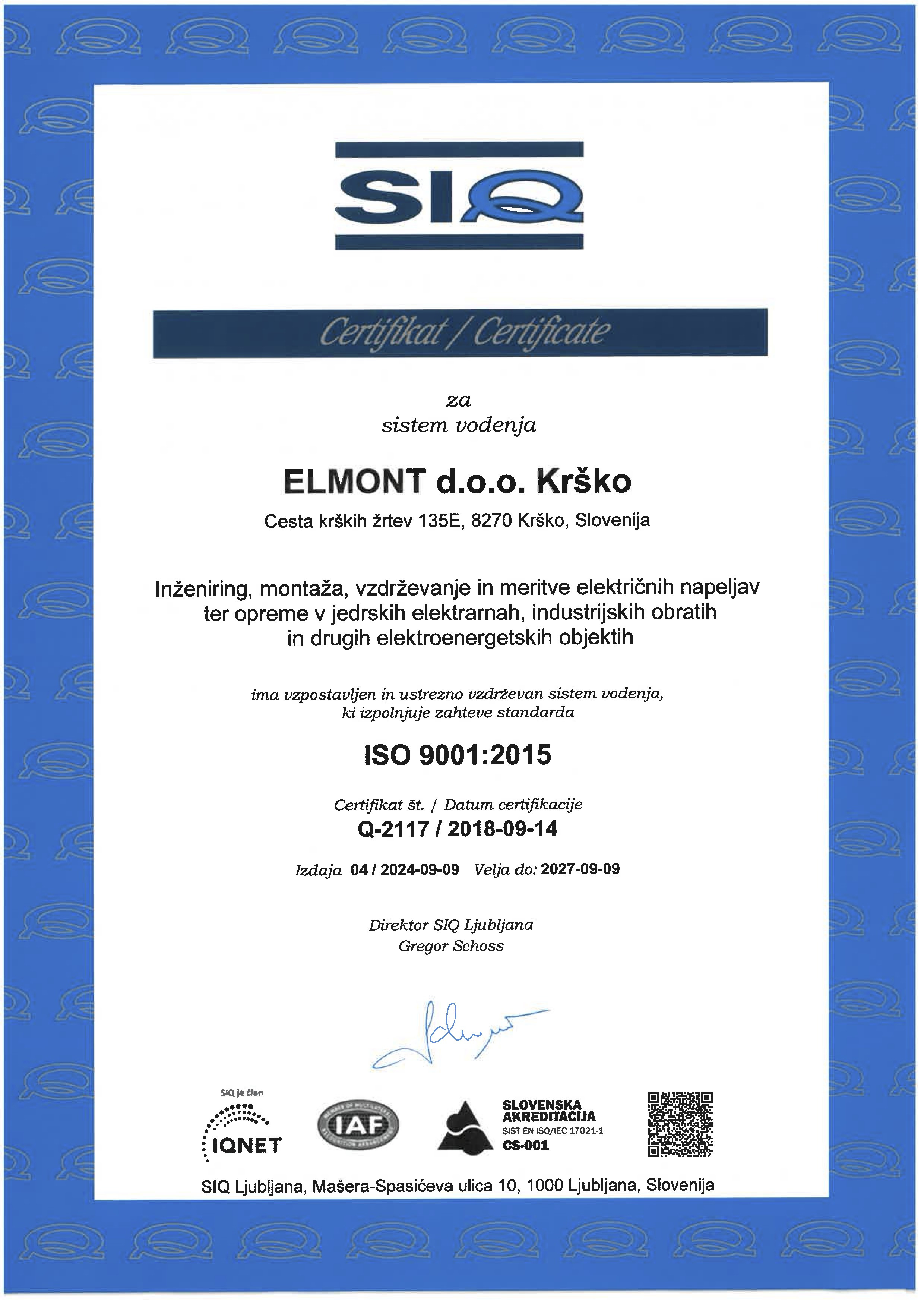 Certifikat ISO 9001