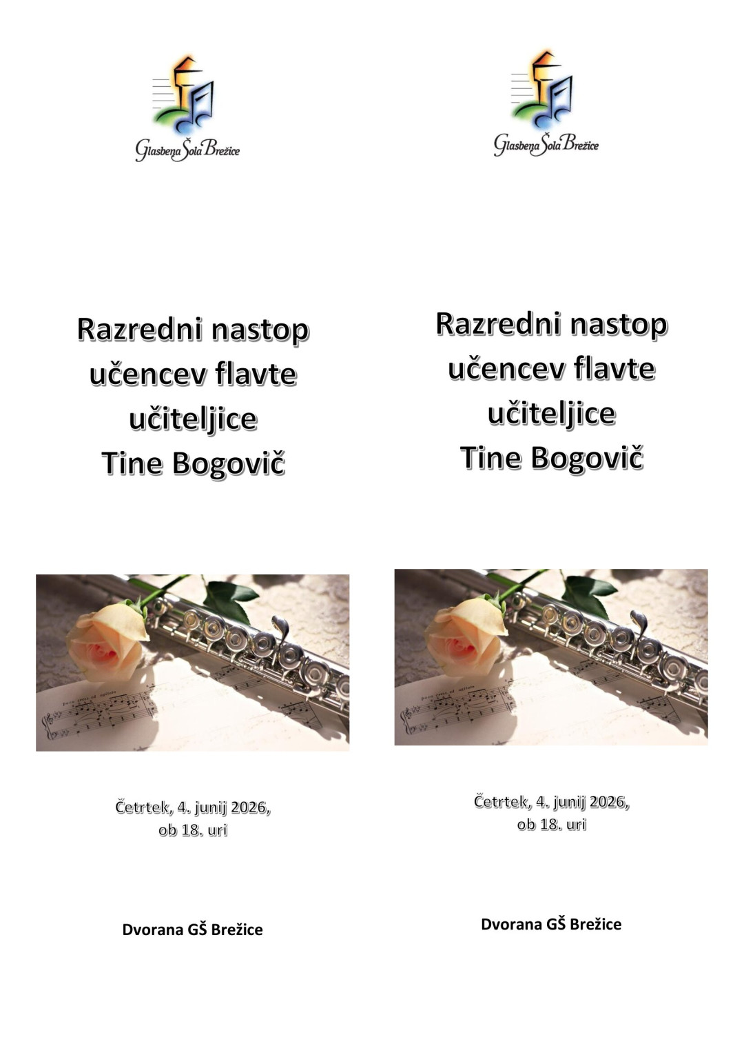 28. Razredni nastop flavistov učiteljice Tine Bogovič