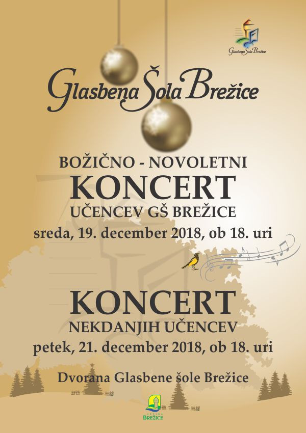 Božično-novoletni koncert učencev GŠ Brežice in koncert nekdanjih učencev GŠ Brežice