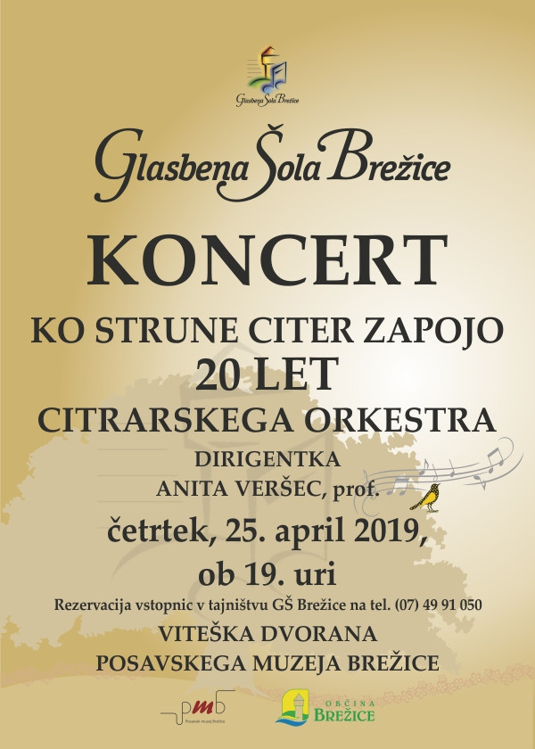 Koncert ob 20-letnici citrarskega orkestra GŠ Brežice