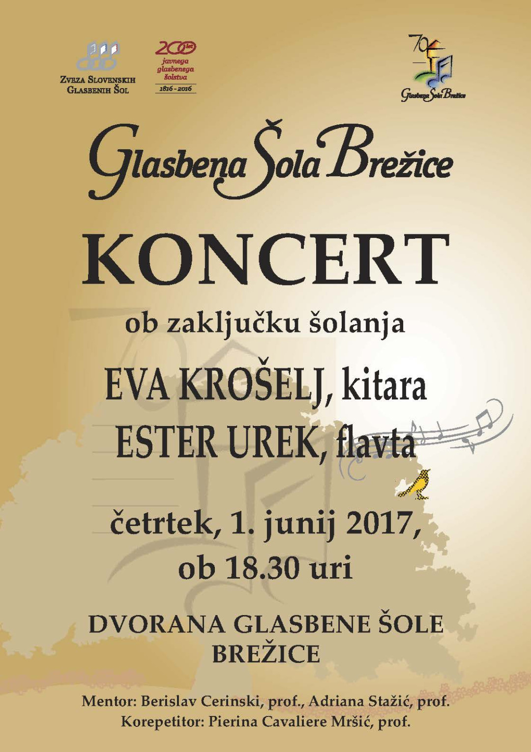 Koncert ob zaključku šolanja - Eva Krošelj, kitara in Ester Urek, flavta