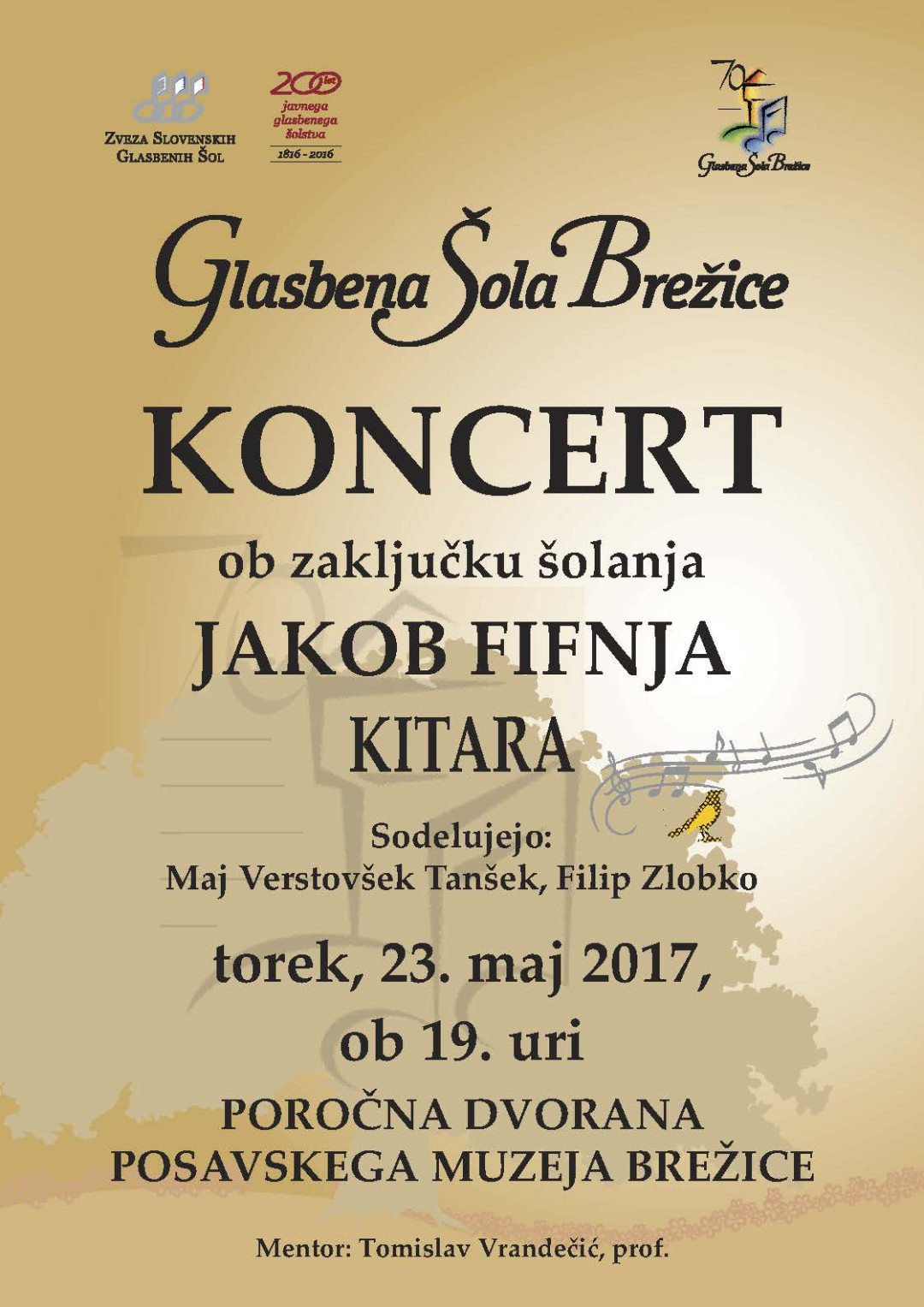 Koncert ob zaključku šolanja - Jakob Fifnja, kitara
