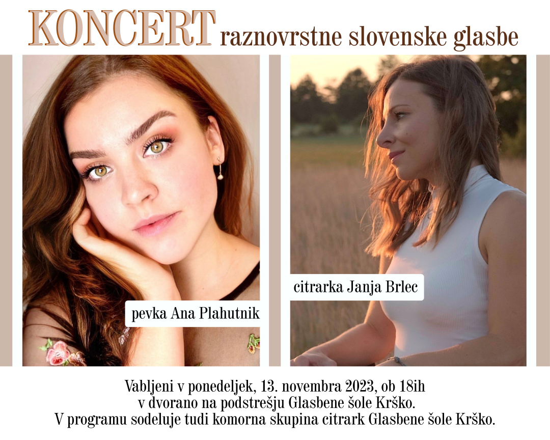Koncert citrarke Janja Brlec in pevke Ane Plahutnik