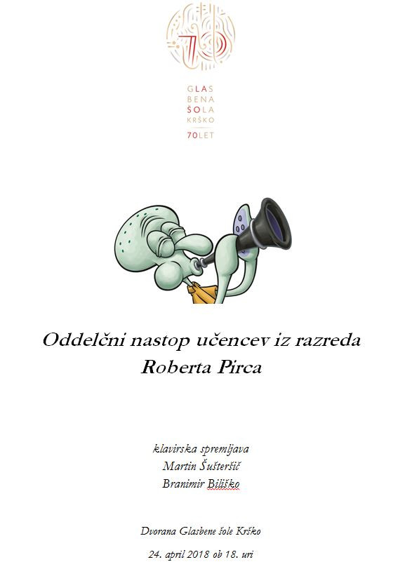 Oddelčni nastop klarinetistov iz razreda Roberta Pirca