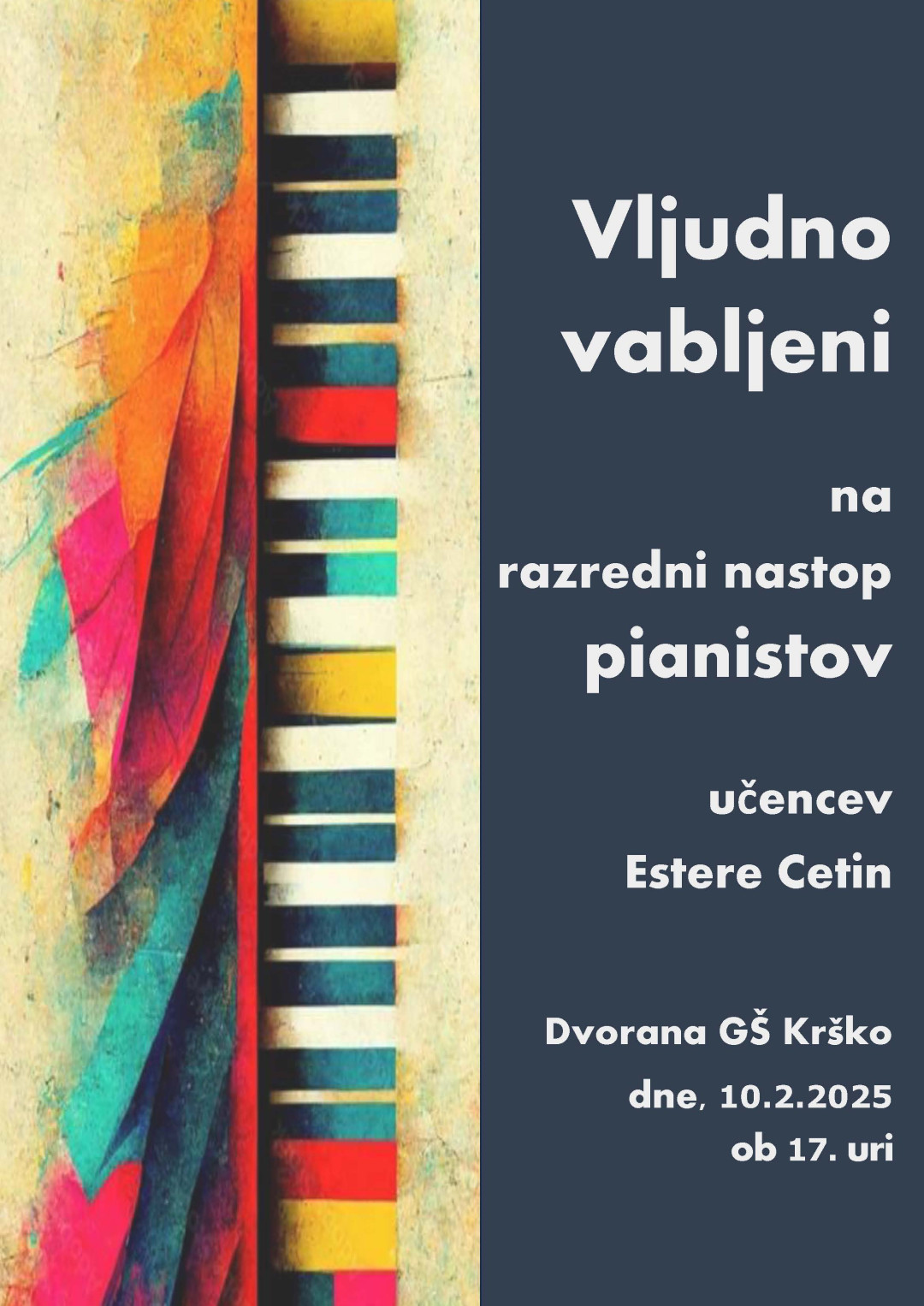 Razredni nastop pianistov iz razreda Estere Cetin