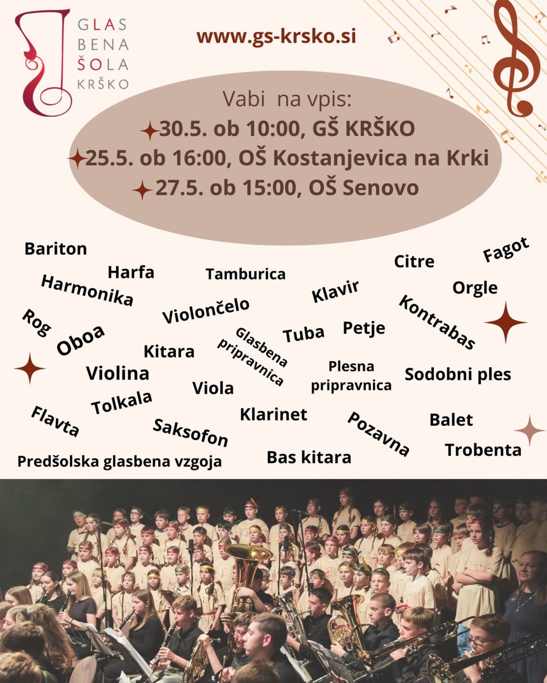VABILO NA SPREJEMNE PREISKUSE IN VABILO K VPISU