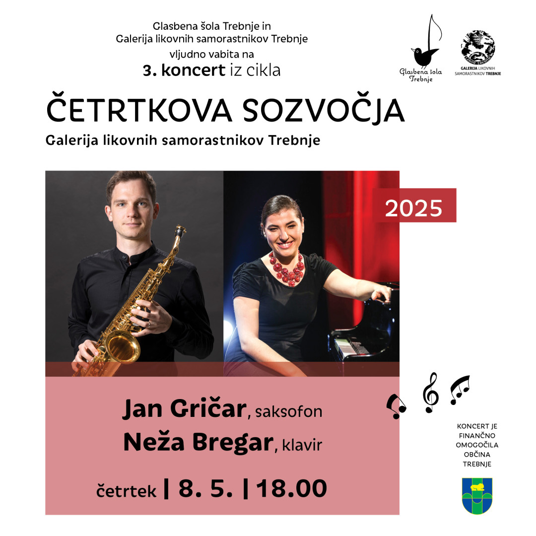Četrtkova sozvočja: Jan Gričar, saksofon in Neža Bregar, klavir