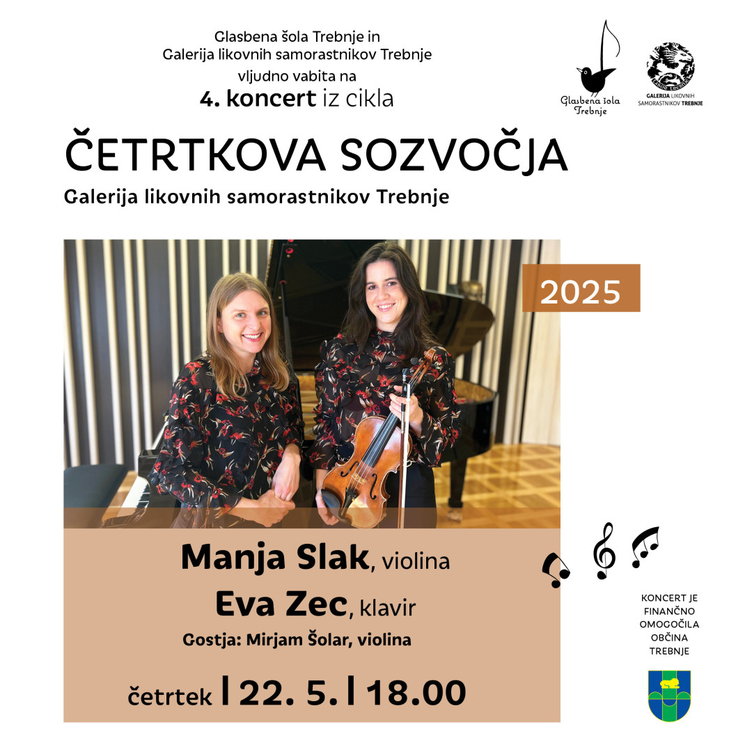 Četrtkova sozvočja: Manja Slak, violina in Eva Zec, klavir