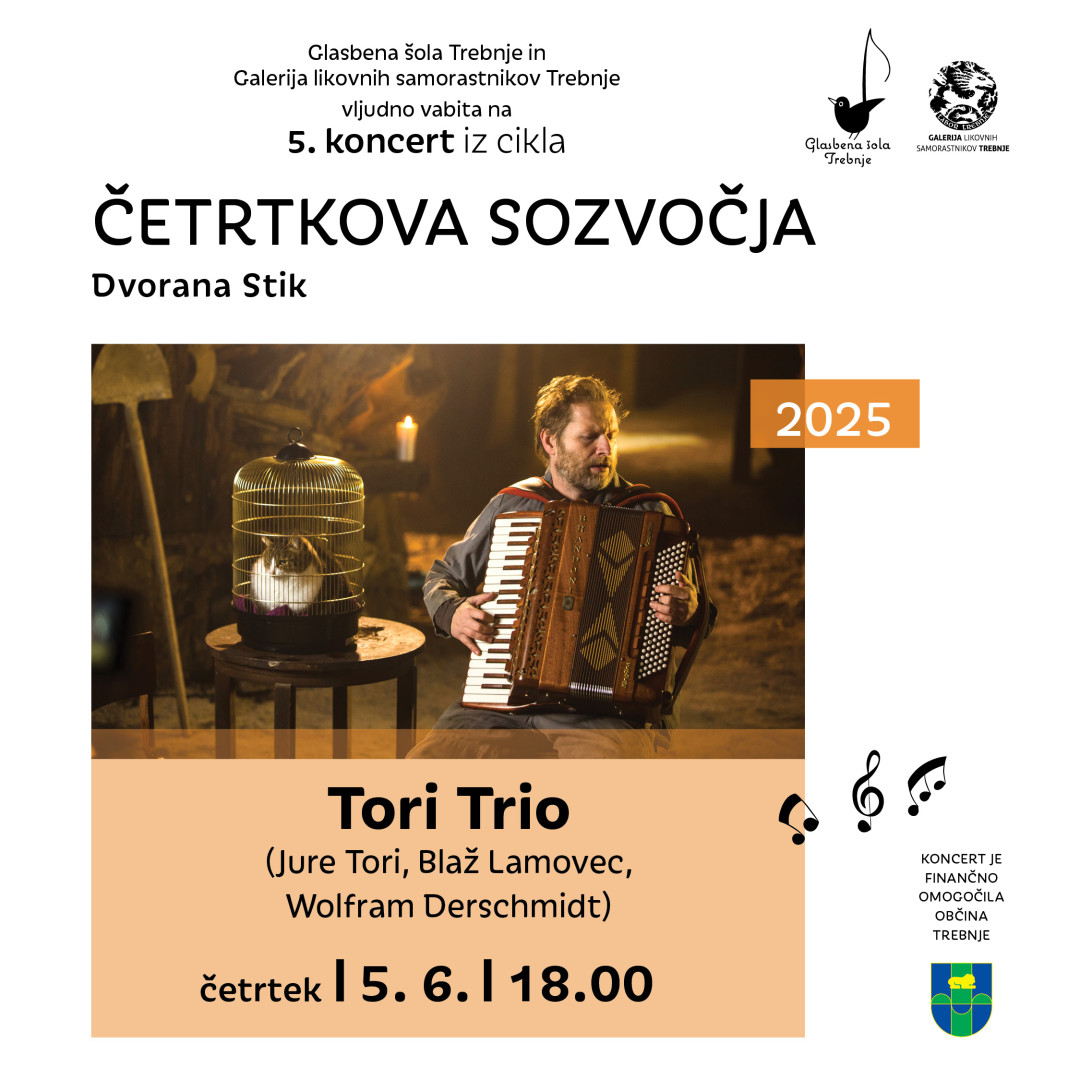Četrtkova sozvočja: Tori Trio (Jure Tori, Blaž Lamovec, Wolfram Derschmidt)
