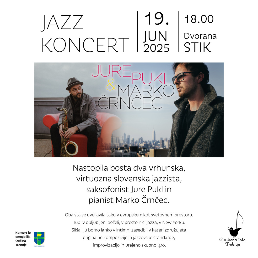 Jazz koncert: Jure Pukl, saksofon in Marko Črnčec, klavir