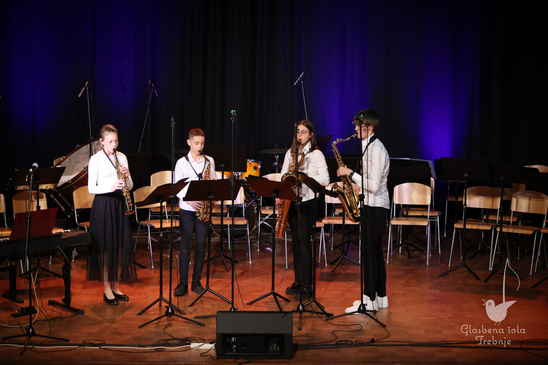 Nastop oddelka za pihala in oddelka za trobila in tolkala ob 50-letnici šole