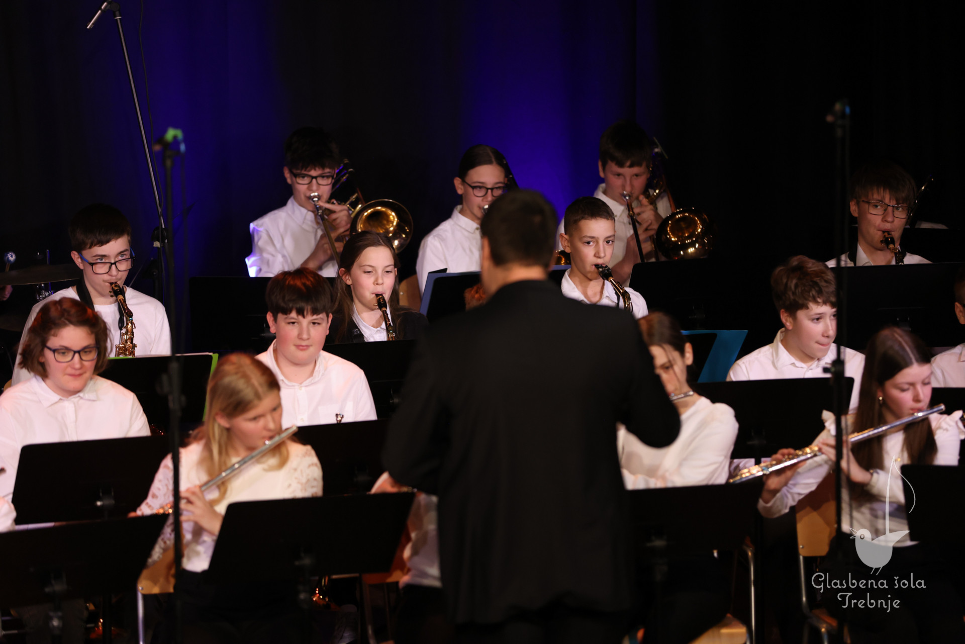 Nastop oddelka za pihala in oddelka za trobila in tolkala ob 50-letnici šole