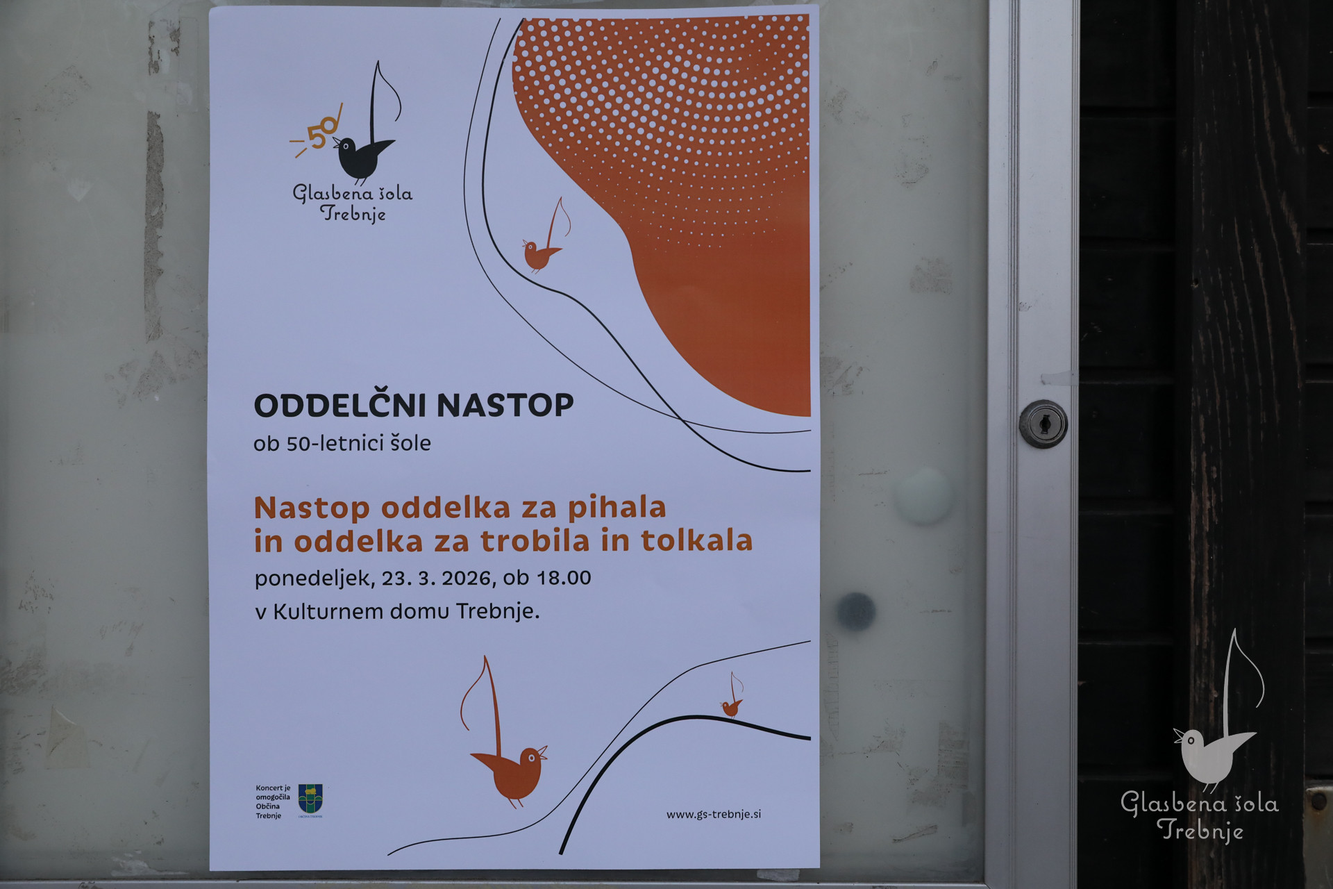 Nastop oddelka za pihala in oddelka za trobila in tolkala ob 50-letnici šole