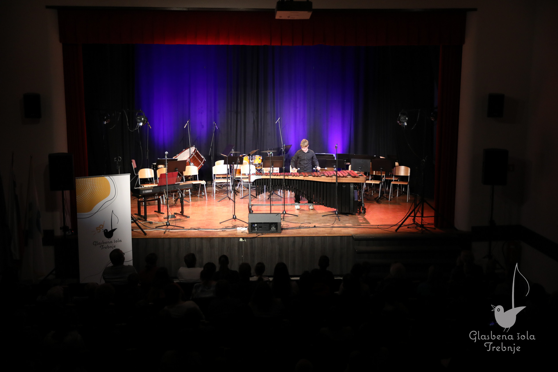 Nastop oddelka za pihala in oddelka za trobila in tolkala ob 50-letnici šole