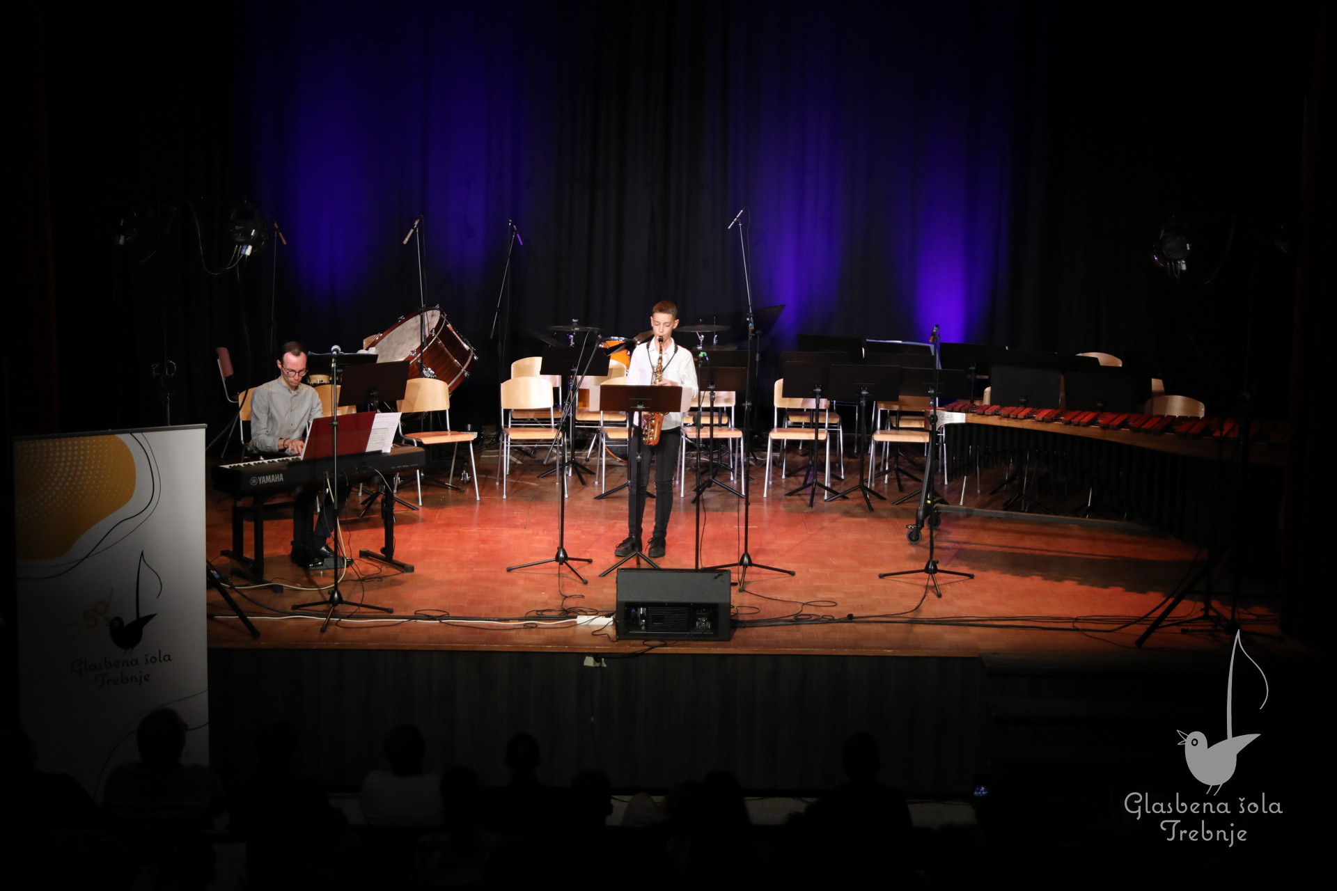 Nastop oddelka za pihala in oddelka za trobila in tolkala ob 50-letnici šole