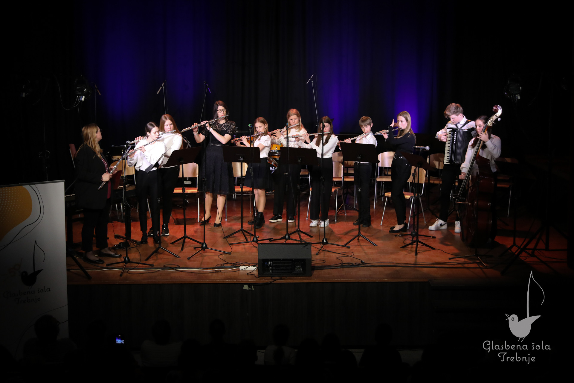 Nastop oddelka za pihala in oddelka za trobila in tolkala ob 50-letnici šole