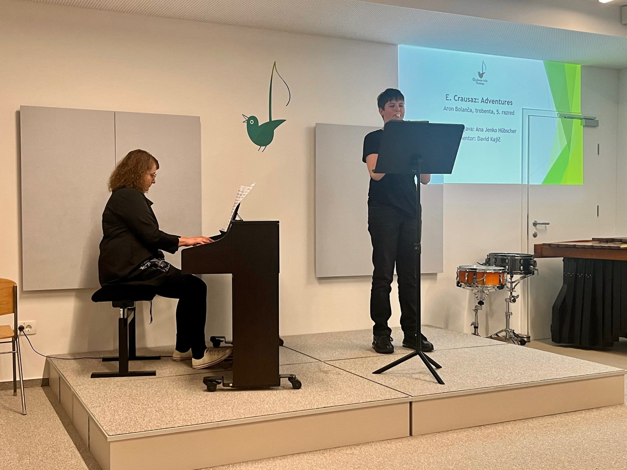 Nastop oddelka za pihala, trobila in tolkala