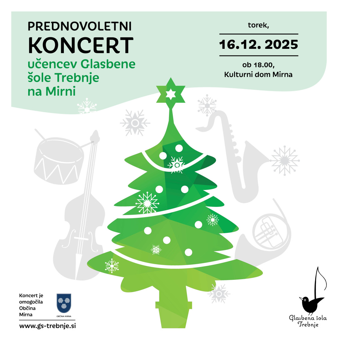 Prednovoletni koncert učencev Glasbene šole Trebnje na Mirni