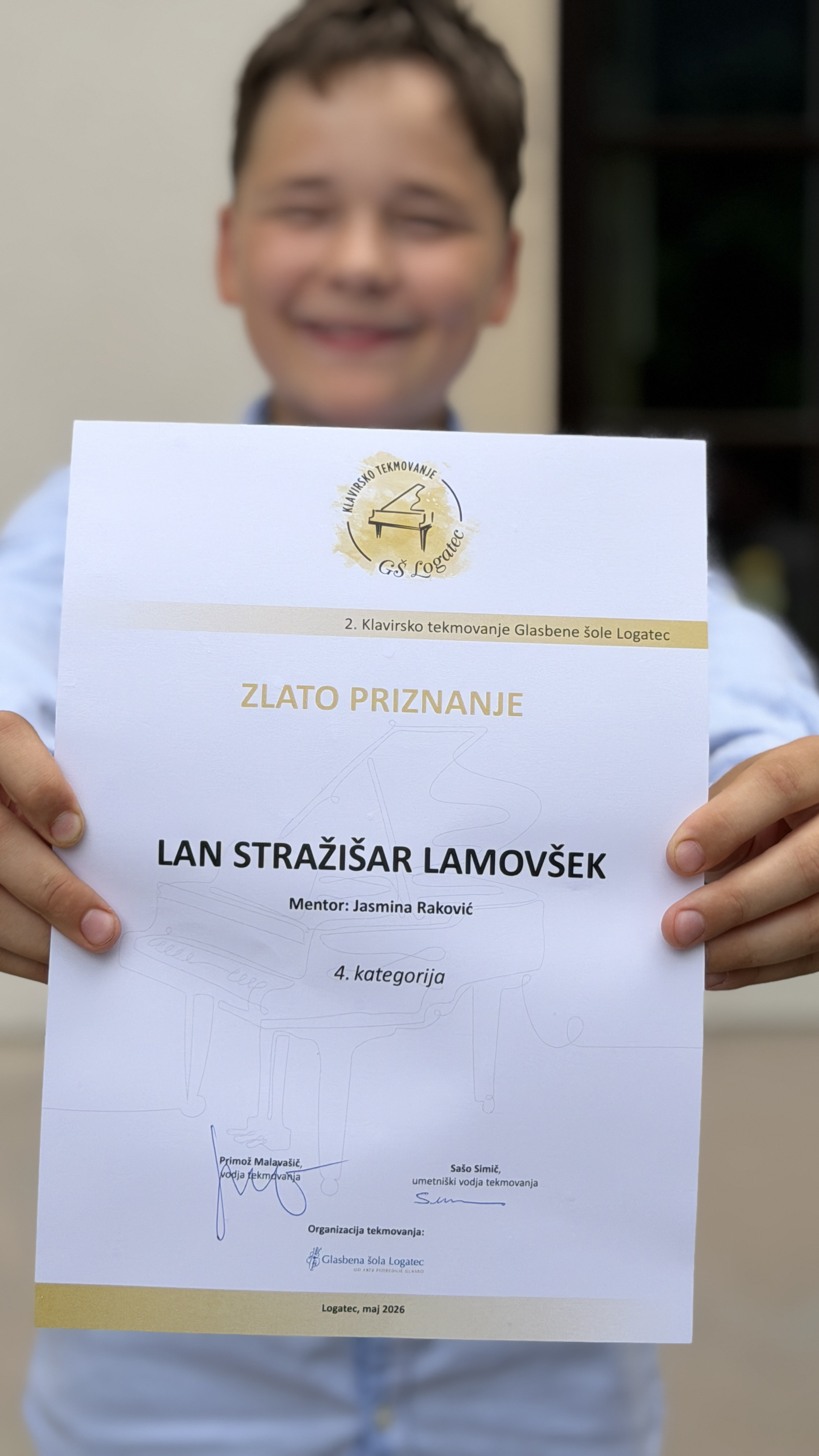 Uspeh naših učencev klavirja na 2. klavirskem tekmovanju na Glasbeni šoli Logatec