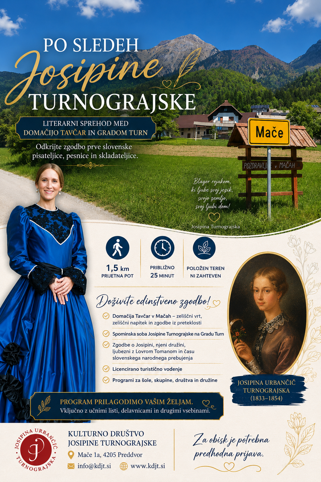Po sledeh Josipine Turnograjske – literarni sprehod med Domačijo Tavčar in Gradom Turn