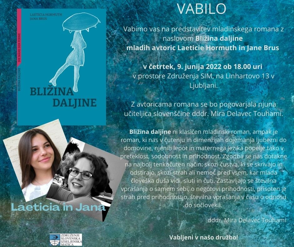 Predstavitev literarnega prvenca učenk Laeticie Hormuth in Jane Brus iz Nemčije