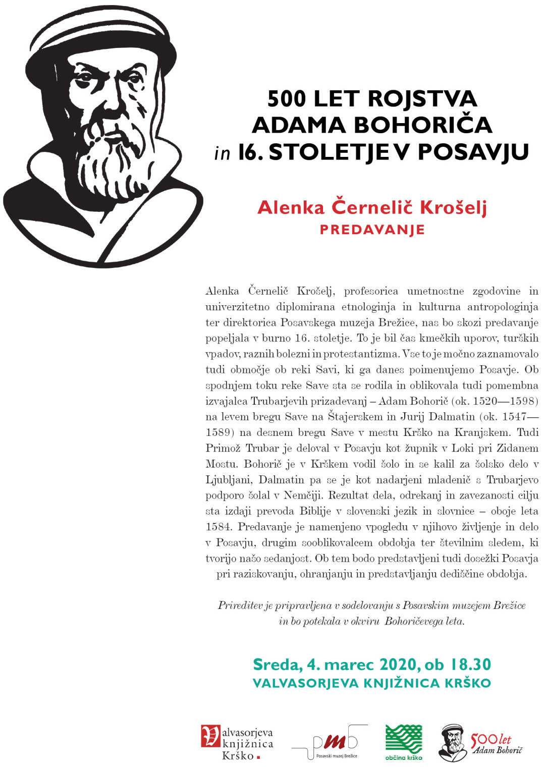 500 let Adama Bohoriča in 16. stoletje v Posavju