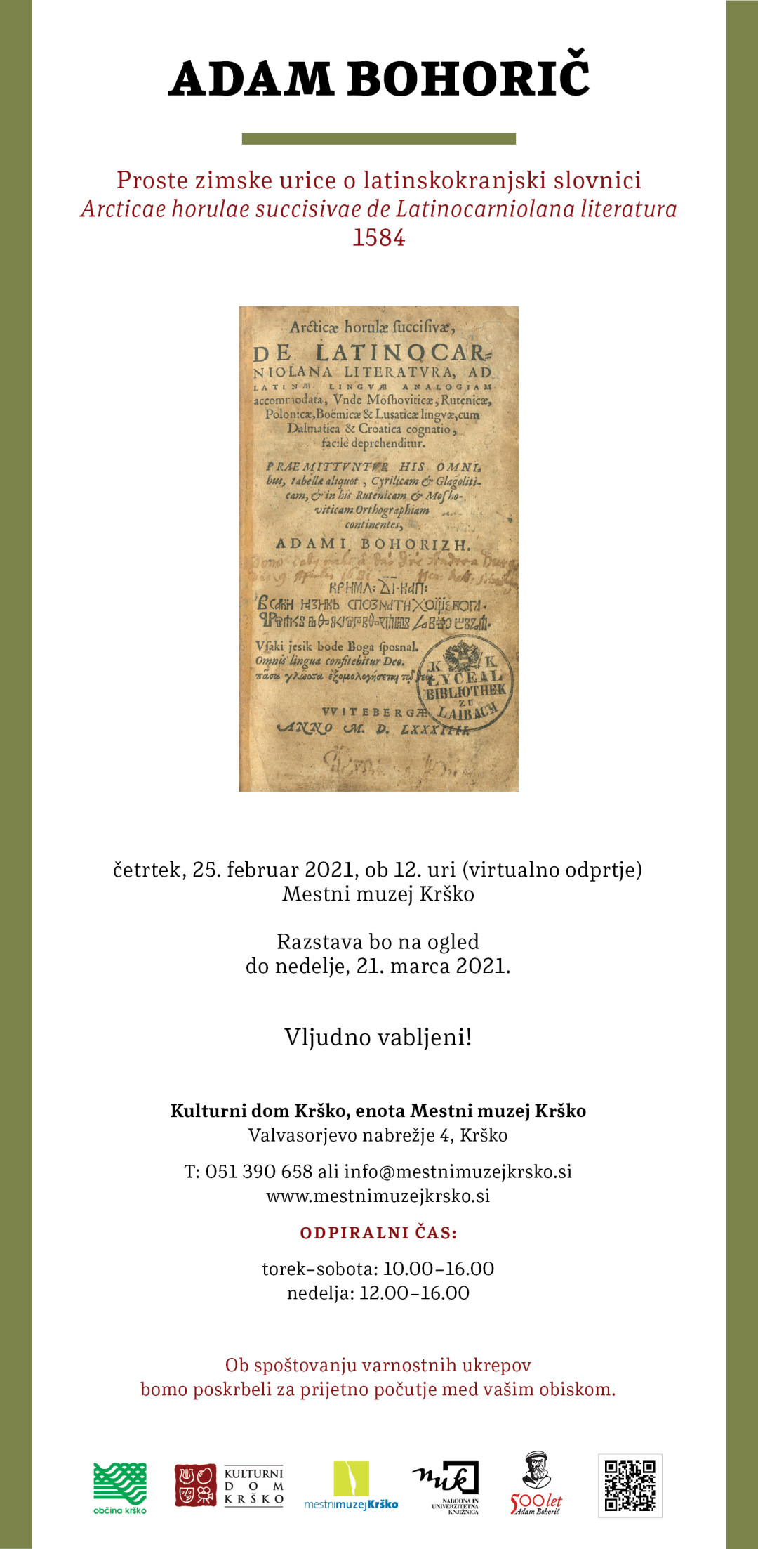 Adam Bohorič: Proste zimske urice o latinskokranjski slovnici