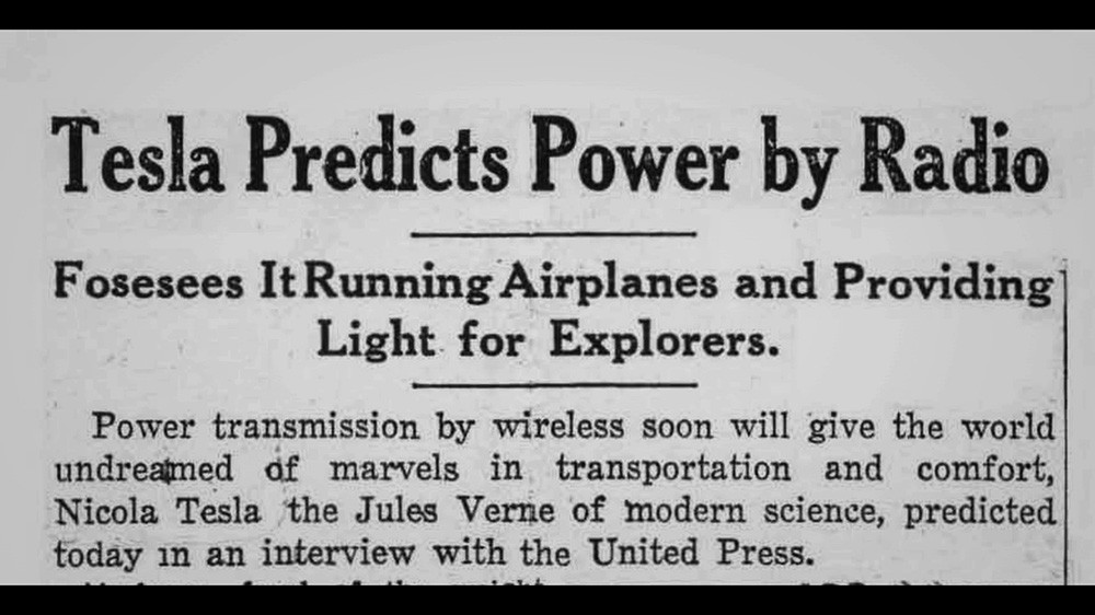 Nikola Tesla, Valovi prihodnosti