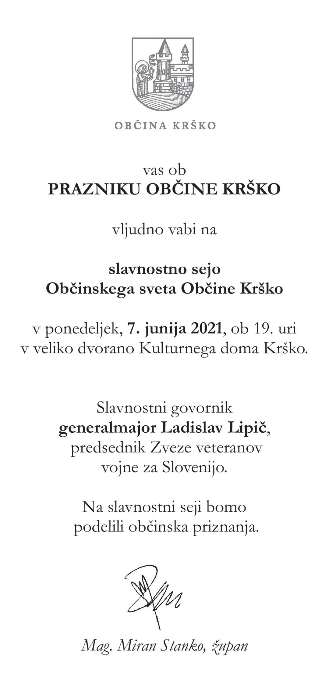 Slavnostna seja Občinskega sveta Občine Krško