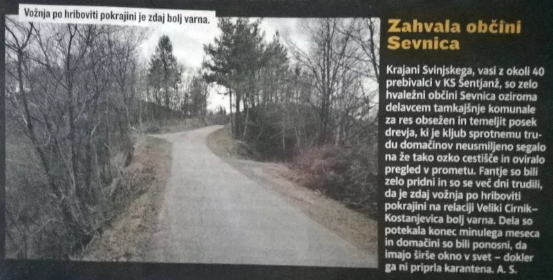 Zahvala občini Sevnica