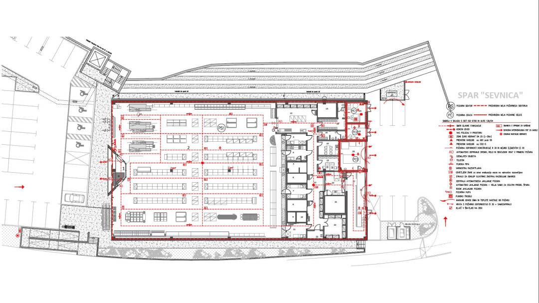 Požarna zasnova Trgovski objekt SPAR Sevnica