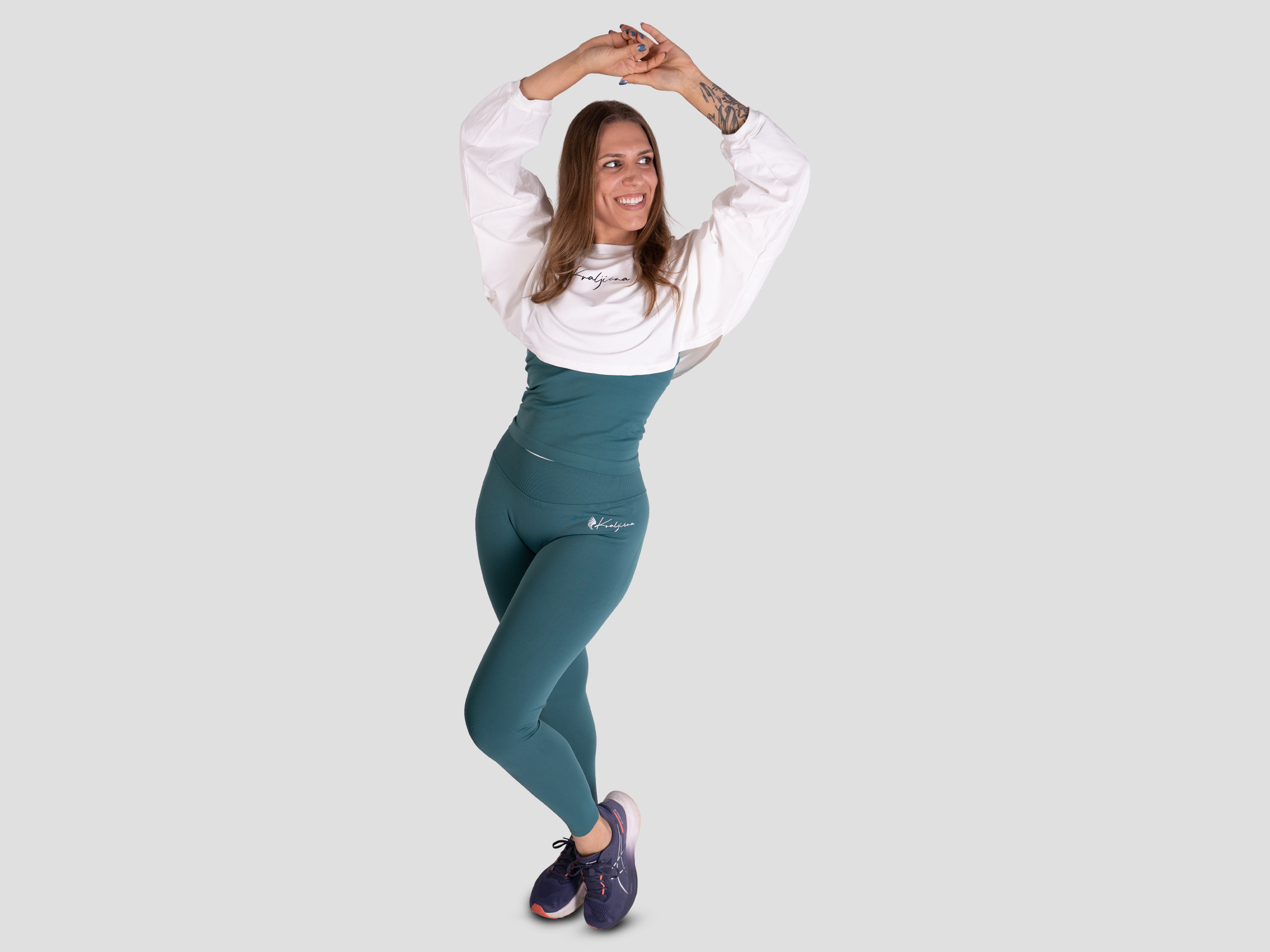 Crop majčka dolgi rokav - bela