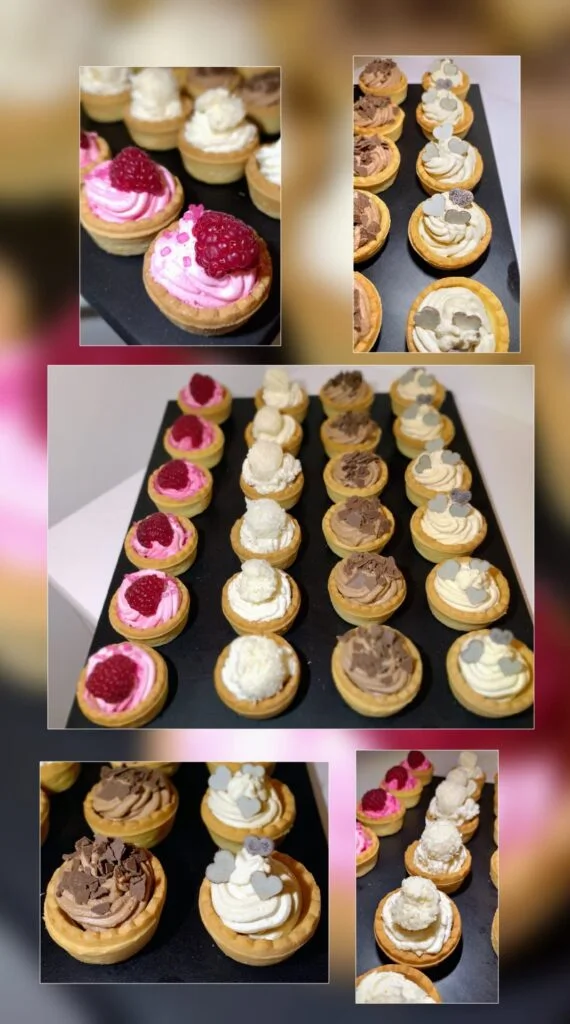 Košariče z malinovo,kokosovo,vanilijevo in nutelino kremo