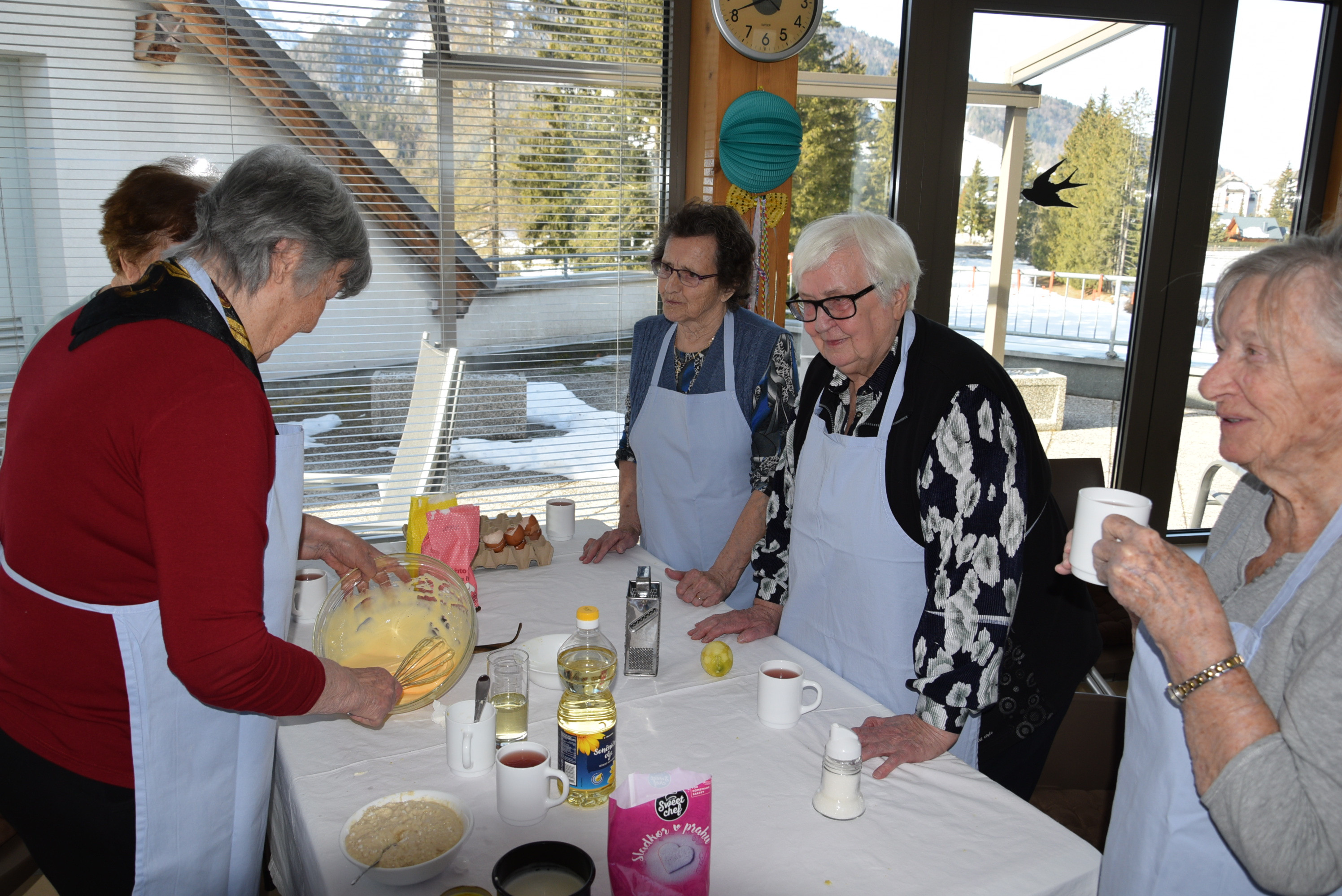 Peka krofov na skupinah