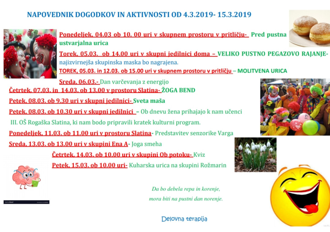 Dogodki v Pegazovem domu od 4.3. do 15.3.2019