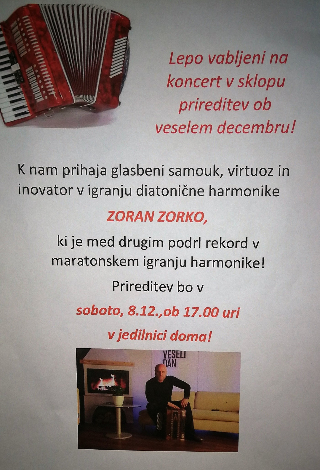 Glasbeni virtuoz na diatonični harmoniki Zoran Zorko