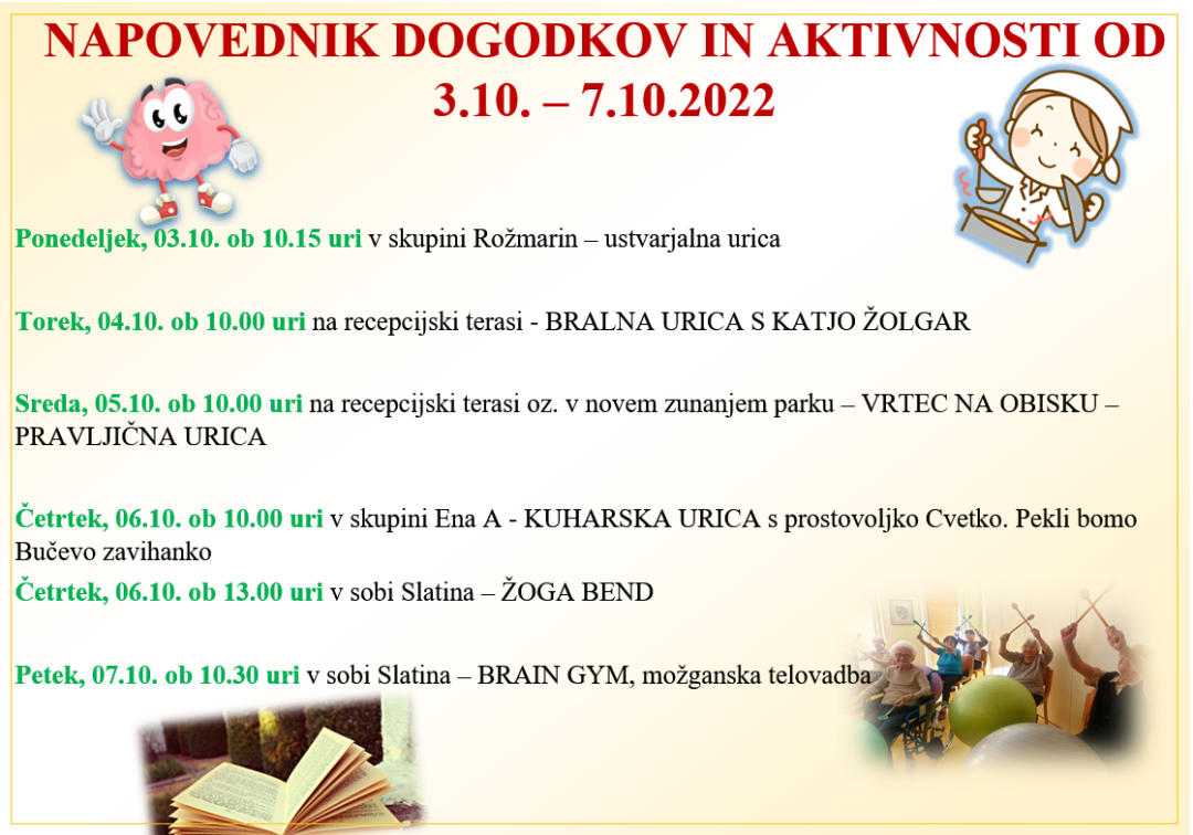 Napovednik dogodkov in aktivnosti