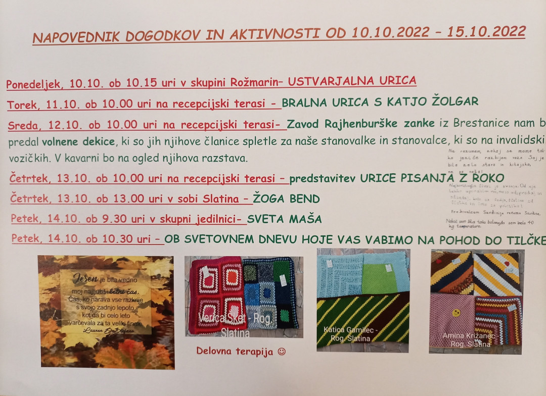 Napovednik dogodkov in aktivnosti