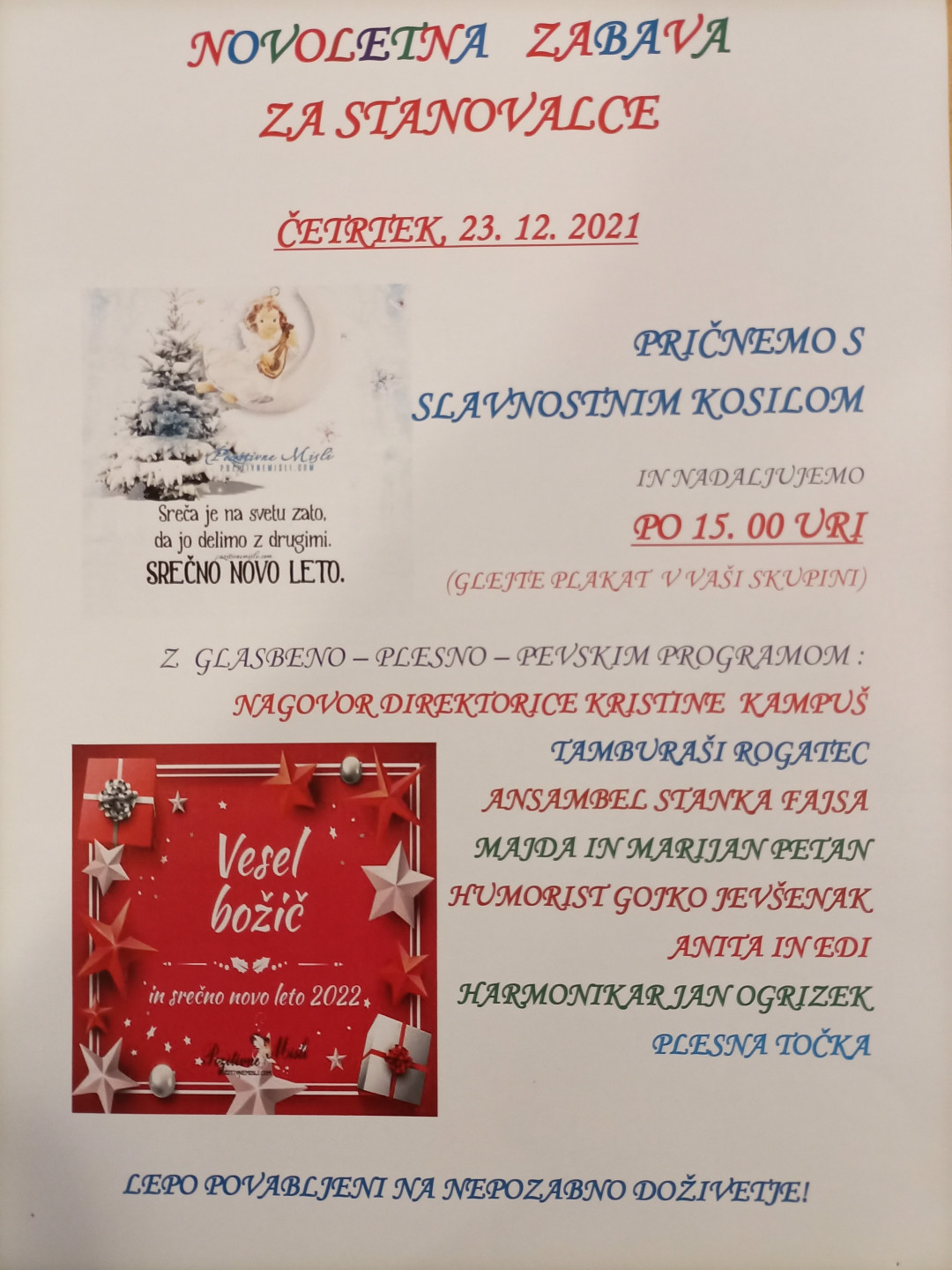 Novoletna zabava za stanovalce