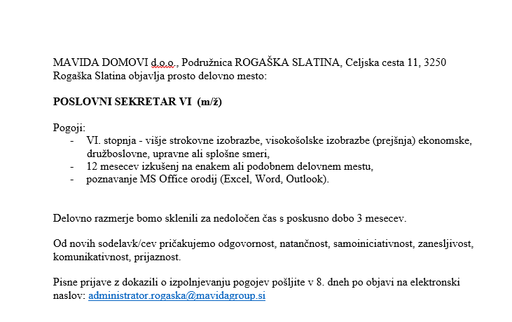 Prosto delovno mesto