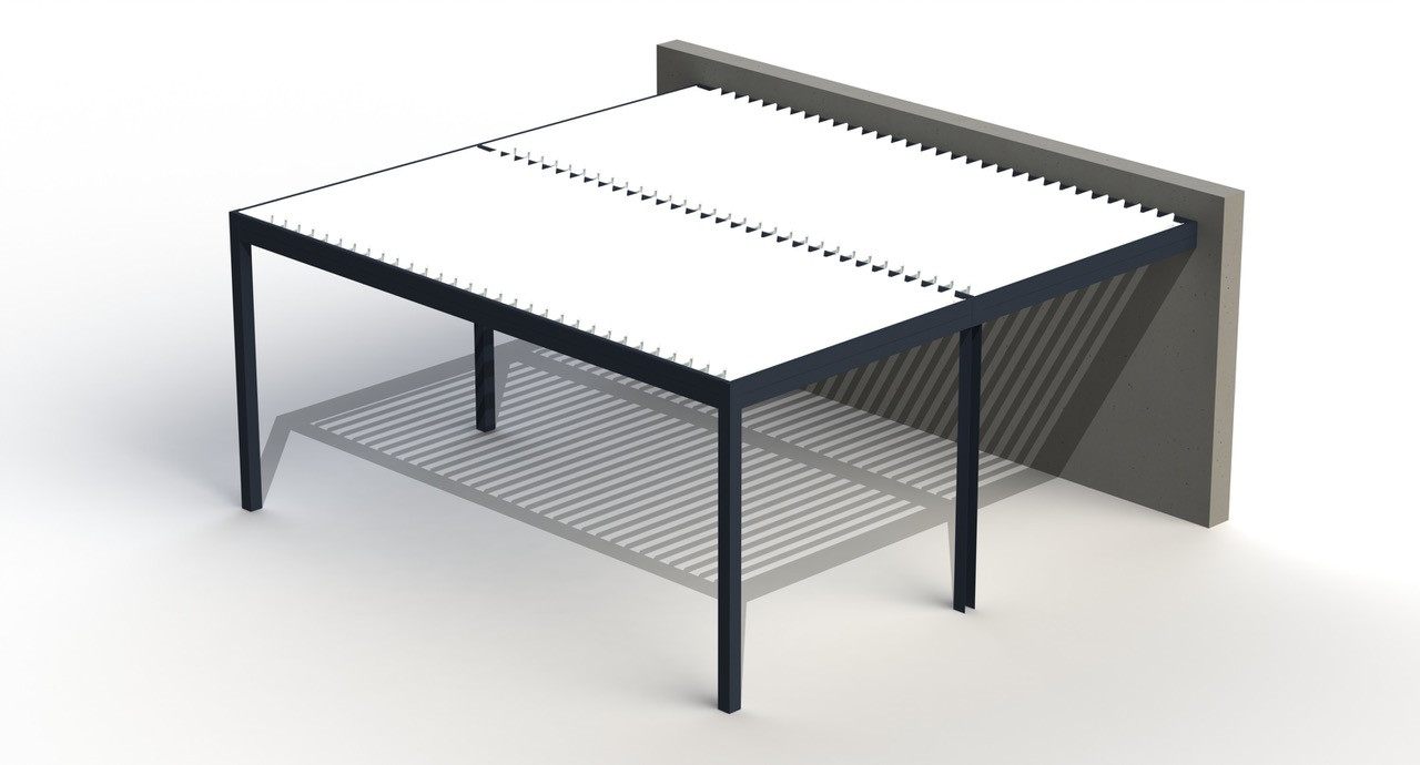 Misteral dvopolna pergola pravokotne lamele glede na objekt - TIP 2