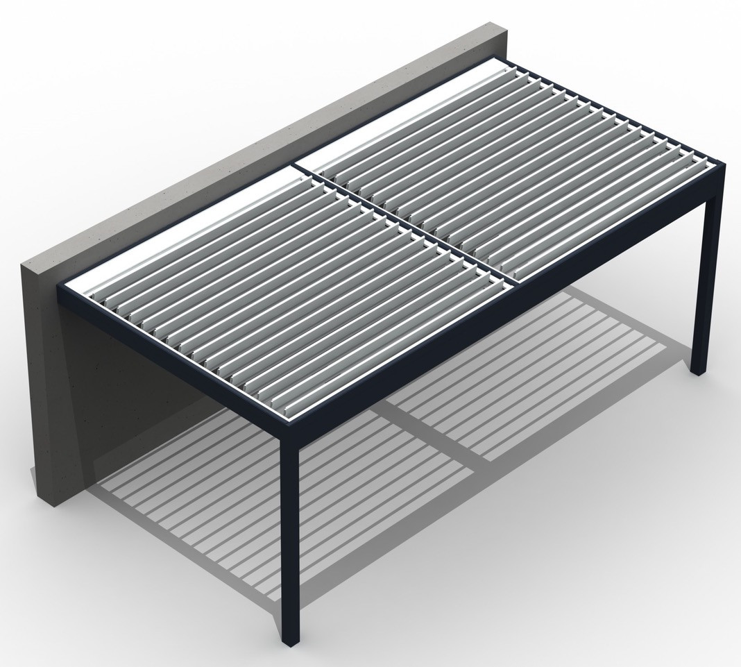 Misteral dvopolna pergola vzporedne lamele z objektom - TIP 7