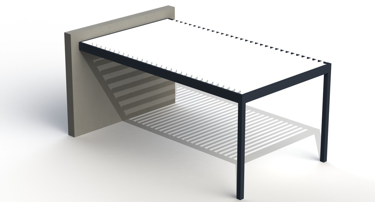 Misteral enopolna pergola velike globine vzporedne lamele z objektom - TIP 10